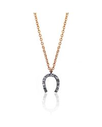 Brandts Jewellery - Metallic Horseshoe Pendant Pavé Diamond Charm Necklace - Lyst