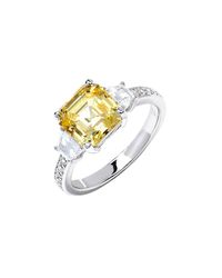 Lustre of London - Metallic Yellow Asscher Cut Engagement Cut Ring - Lyst