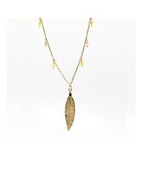 Amazona Secrets - Metallic Uvaia's Leaf Necklace "little Fruit"with Freshwater Pearl And Yellow Jade - Lyst