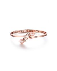 Fei Liu - Multicolor 18kt Rose Gold Plated Snowdrop Pearl Bangle With Cz - Lyst