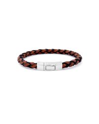 Tateossian - Brown Silver & Tan Leather Wrap Click Scoubidou Bracelet | - Lyst