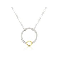Genevieve Broughton - Metallic Double Circle Necklace With Gold Detail - Lyst
