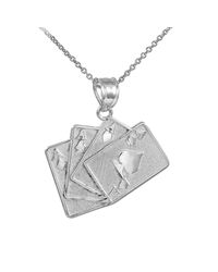 QP Jewellers - Metallic Four Of A Kind Playing Card Pendant Sterling Silver - Lyst