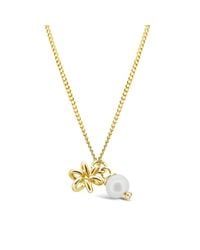 Maree London - Metallic Yellow Gold Necklace Side Swarovski Pearl - Lyst