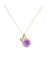 Elizabeth Raine - Metallic Heart Amulet + Amethyst Crown Chakra Pendant Necklace 24kt Gold Vermeil - Lyst