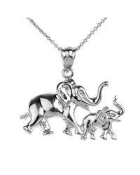 QP Jewellers - Multicolor Mother And Child Elephant Pendant 9kt White Gold - Lyst