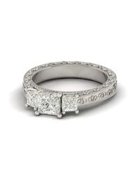 5Ine Jewels - Metallic Designer Engraved Chennel Set Solitaire Diamond Engagement Ring - Lyst