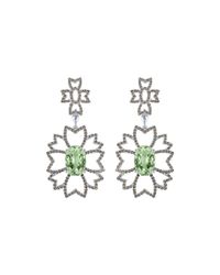 Arya Esha - Metallic Gold, Prasiolite & Diamond Drop Earrings | - Lyst