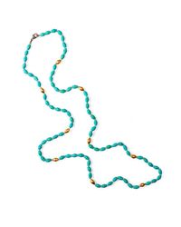 Sylva & Cie - Blue Turquoise And Gold Bead Necklace - Lyst