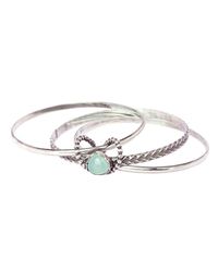Sandra Anne Designs - Multicolor Aqua Chalcedony Stacked Bangles - Lyst
