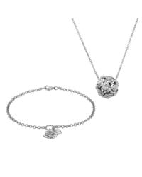 Lily and Lotty - Metallic Rose Bracelet & Necklace Set - Lyst