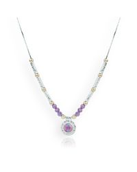 Lavan - Metallic Gold And Silver Hammered Necklace With Purple Opals - Lyst