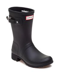 Hunter - Metallic Original Tour Short Black Rubber Rain Boot - Lyst