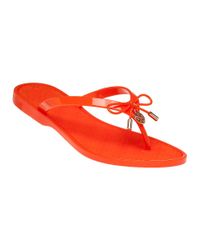 Tory Burch - Orange Bow-Detail Flip-Flops - Lyst