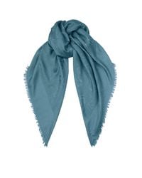 Jimmy Choo | H6s071480 Blue Medium Silk And Wool Scarf | Lyst