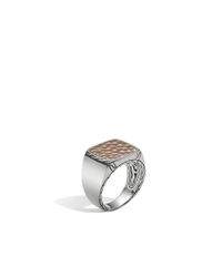 John Hardy | Metallic Hammered Signet Ring for Men | Lyst