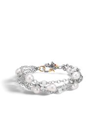 John Hardy | Naga Triple Row Bracelet With Pearl, White Moonstone | Lyst