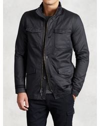 John Varvatos | Black Coated Cotton Military Coat for Men | Lyst