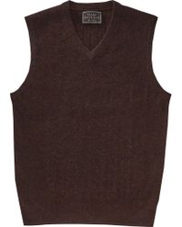 Jos. A. Bank Brown Reserve Collection Cashmere V-neck Sweater Vest for men