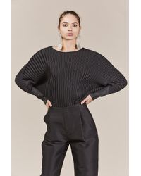 Pleats Please Issey Miyake - Black Pleated Oversized Top - Lyst