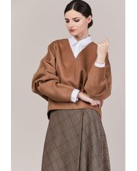 Totême - Brown Rennes V Neck Sweater - Lyst