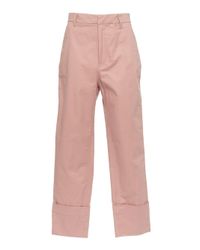 Kirna Zabete Pink Claudia High Waisted Slim Leg Cuffed Pants