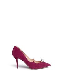 Paul Andrew | Blue 'kimura' Swarovski Crystal Orb Suede Pumps | Lyst