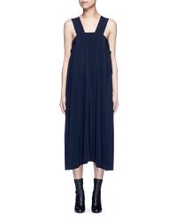 Helmut Lang | Blue Side Tie Crepe Midi Dress | Lyst