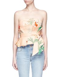 Johanna Ortiz | Blue 'dominica' Embellished Floral Strapless Top With Obi Belt | Lyst