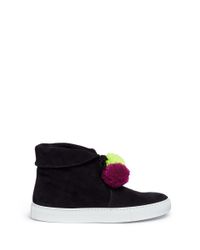Joshua Sanders | Black Pompom Lace-up Suede Sneaker Boots | Lyst