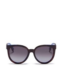 Fendi | Black Colourblock Acetate Round Cat Eye Sunglasses | Lyst