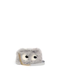 Anya Hindmarch | Gray 'eyes' Shearling Cross Body Bag | Lyst