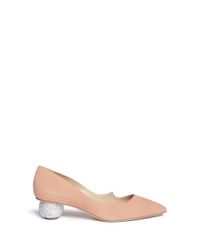 Paul Andrew | Pink 'ankara' Swarovski Crystal Pavé Heel Suede Pumps | Lyst