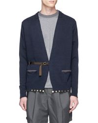 Kolor | Blue Half Belt Embellished Cotton Cardigan for Men | Lyst