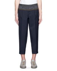 Kolor | Blue Contrast Waist Embroidered Cropped Pants for Men | Lyst