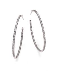 Roberto Coin | Metallic Diamond & 18k White Gold Inside-outside Hoop Earrings/1.75 | Lyst