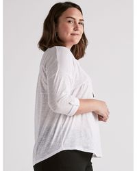 Lucky Brand White Gauze Mix Feminine Henley