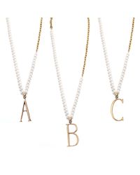 Lulu Frost - White Plaza Letter Necklace - Pearl Chain - Lyst