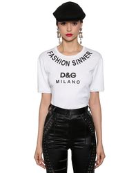 Dolce & Gabbana - White Printed Cotton-jersey T-shirt - Lyst