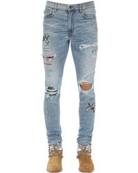 Amiri Blue 15cm Art Patch Cotton Denim Jeans for men