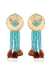 Aurelie Bidermann | Blue Feather-Detail Turquoise Earrings | Lyst