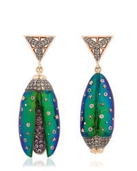 Bibi Van Der Velden | Blue Scarab Drop Earrings | Lyst