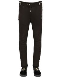 Balmain | Black Cotton Jogging Pants With Velvet Piping | Lyst