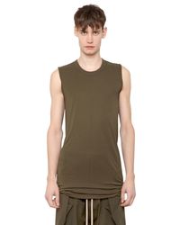 Rick Owens | Green Silk & Viscose Jersey Sleeveless T-shirt for Men | Lyst
