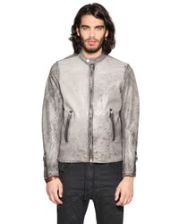 DIESEL | Gray Heavy Washed Nappa Leather Jacket for Men | Lyst