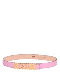 Moschino | Pink 35mm Logo Lettering Leather Belt | Lyst