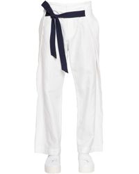 Bikkembergs | White 26cm Loose Fit Linen & Cotton Pants for Men | Lyst