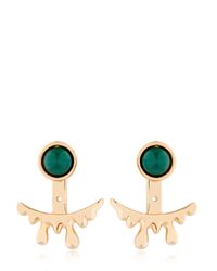 Eshvi | Green Lava Earrings With Drop Jacket | Lyst