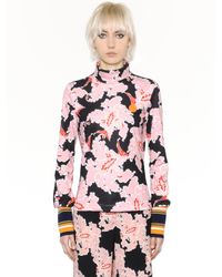 MSGM | Pink Floral Printed Jersey Stretch Top | Lyst