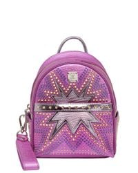MCM | Purple Extra-mini Stark Cyber Leather Backpack | Lyst